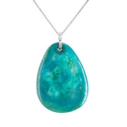 Μενταγιόν Κ18 λευκόχρυσο με φυσικό turquoise - F126500W
